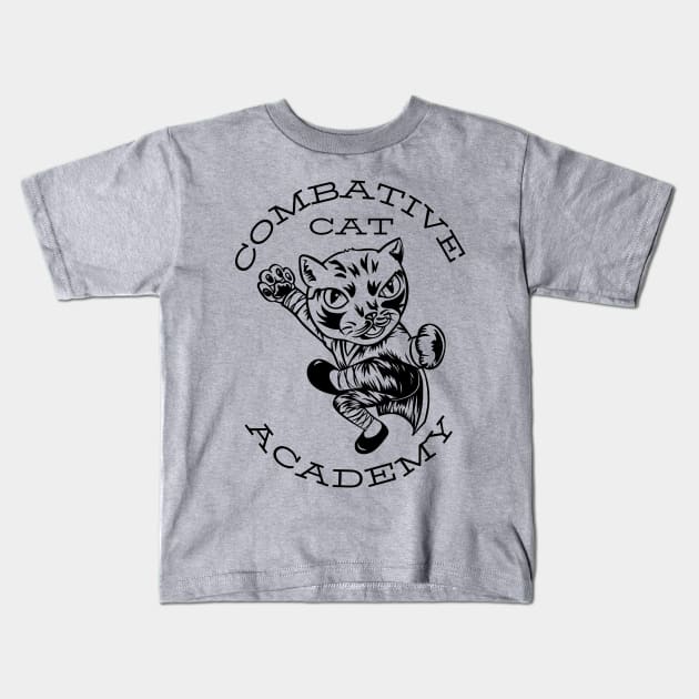 Combative cat academy Kids T-Shirt by Rickido